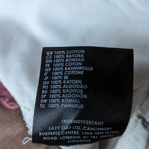 Lazy Oaf Spellout Mushroom People Taper Leg Pants Brown Pink Size US 8 - Picture 9 of 10